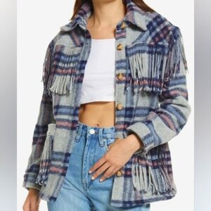 NWT BLANKNYC Plaid Fringe Shacket